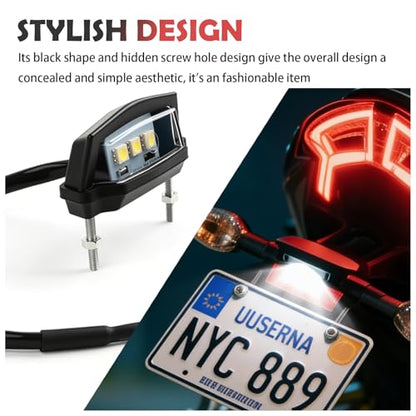 Motorcycle License Plate Light 12V,Shockproof & Sealing LED License Plate Light Bar for Illuminating Licenses Plates,Universal Motorcycle Tail Lights as Motorcycles Lights