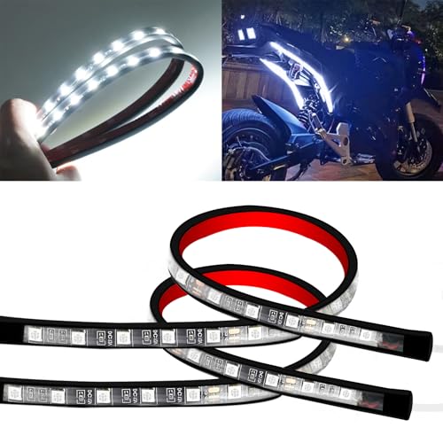 12 Volt Underglow Led Lights Strip Waterproof for Cars Interior and Exterior,Small White Led Brake Light Strip and Marine Boat Night Fishing Navigation or Scooter & Motorcycle Lights.Pack of2 - color: White*2