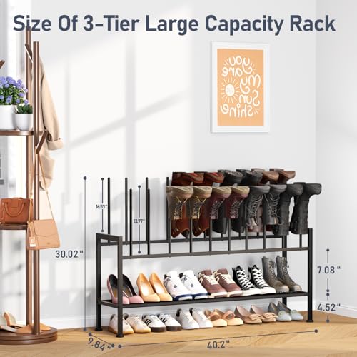 DIMJ Boot Rack 3-Tier - Black Metal Boot Storage Rack for Tall Boots Organizer, Multiuse Shoe Rack for Boots, Sneakers, High-Heel, Entryway, Fit for 10 Pairs, Black - size: 1 Pack - 3-Tier 10 Pair