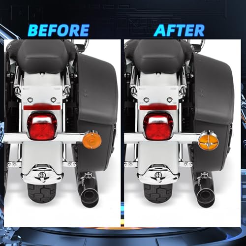 Motorcycle LED Turn Signals With 3 1/4" Amber Lens Covers 2 Pack, 1156 Signal Contact Amber Turning Light Lamp Universal Fit Harley Softail Road King Street Glide Ultra Classic Accessories - color: 3 1/4" round Amber lenses with 1156 LED