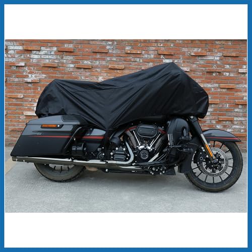 Motorcycle Cover Lightweight Half Cover Outdoor Waterproof Rain Dust Protector Black XL for Most Full Dress Touring Cruiser Item Replacement