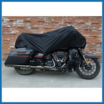 Motorcycle Cover Lightweight Half Cover Outdoor Waterproof Rain Dust Protector Black XL for Most Full Dress Touring Cruiser Item Replacement