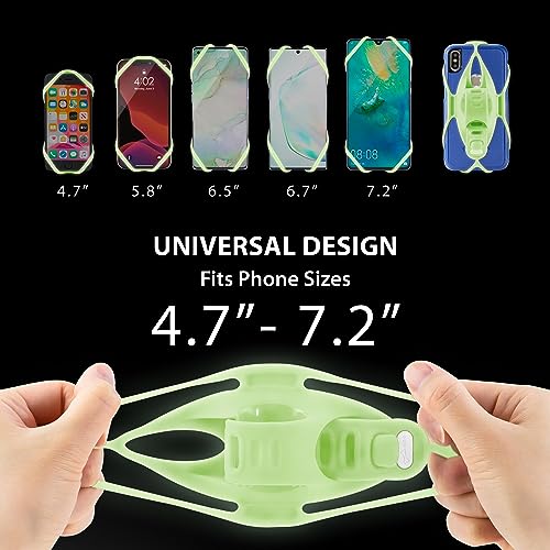 Bone Bike Tie 4, Bike Cell Phone Mount for Handlebar, Scratch-Free Silicone Holder with Anti-Slip Design, Universal Cycling Phone Holder Compatible with Most Smartphones (Luminous - Handlebar) - color: Bike Tie 4 - Luminous