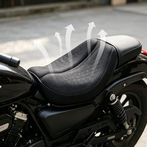 Motorcycle Seat Cushion, 100% Gel 3D-Honeycomb Rider Cushion for Motorcycle, Universal Non-Slip Grip Ergonomic Motor Seat Pad, TPE Shock Absorption Breathable for Long Rides (Black)