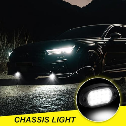 Baquler 30 Pods Rock Lights White Underglow Lights for Trucks Car SUV Waterproof Shockproof LED Ambient Rocklights Automotive Trailer Lighting for Motorcycle Boat ATV UTV(15LED Chip Style) - style: 15LED Chip Style