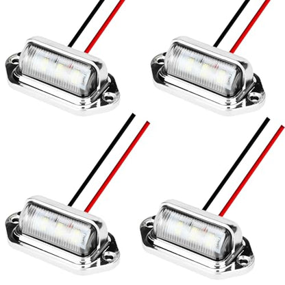4 PCS LED License Plate Light, 12V-30V DC 6-SMD Super Bright Car License Plate Lamp, Waterproof Step Courtesy Dome Cargo Replacement Light for Car Truck SUV Van RV Trailer (Silver) - color: Silver, 4 PCS