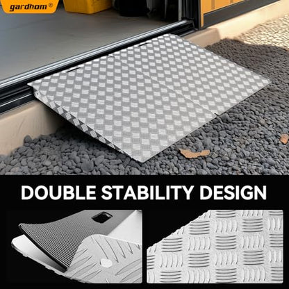 gardhom 33" x 48" Shed Ramp for Riding Mower Aluminum Rust-Free 1500 LBS/Pair Capacity Ramps for Lawn Mower Snow Blower Motorcycle Garages Barns (2PCS) - size: 2PCS-48*33“