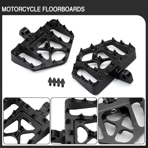 MX Wide Floorboards Foot Pegs Brake Pedal Cover Shifter Peg Kit for Harley Touring 1986-2023 Road Glide Street Glide 86-2017 Softail Fat Boy FL 2012-2016 Dyna FLD (Black) - color: Black