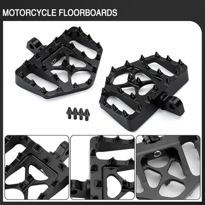 MX Wide Floorboards Foot Pegs Brake Pedal Cover Shifter Peg Kit for Harley Touring 1986-2023 Road Glide Street Glide 86-2017 Softail Fat Boy FL 2012-2016 Dyna FLD (Black) - color: Black