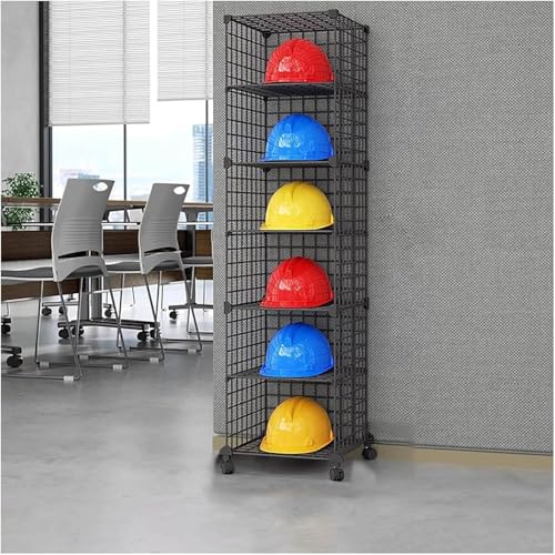 Stackable Safety Helmet Storage Boxes, Large Adjustable Hard Hat Placement Organizer Rack with Wheels for Construction Site/Garage/Workshop/Factory Helmet Display Shelf (1 * 6) - size: 1*6
