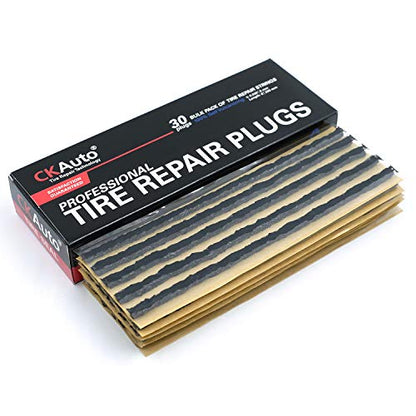CKAuto 30pcs 8" Black Tire Repair Strings, Automotive Tool Tire Repair Plugs for Tubeless Off-Road Tires Car, Bike, ATV, UTV, Wheelbarrow, Mower - color: Black, size: 8" x φ0.236" 30pcs