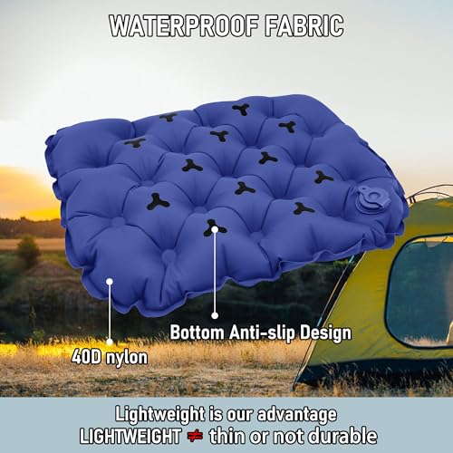 Inflatable Seat Cushion, Lightweight Stadium Seat Pad, Travel Air seat Cushion Anti-Slip for Airplane, Long Flights, Hiking, Climbing, Home and Camping, Compact Air Cushion - color: Navy Blue