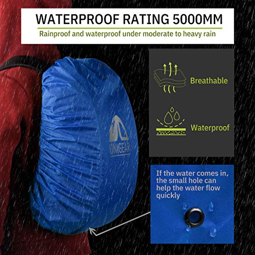 Unigear Backpack Rain Cover Waterproof Rating 5000mm Ultraportable and Durable with 2 Anti-Slip Buckle Strap, Integrated Carry Pouch Design (Blue, X-Large) - color: Blue, size: X-Large