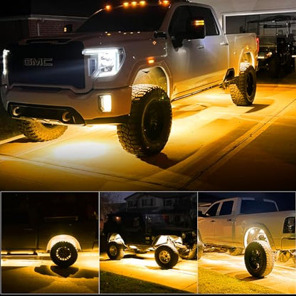 Nicoko 4Pods Pure Yellow 72 LEDs SMD Chips 72w High Power Rock Lights Super Bright Yellow Offroad Car Boat Underglow Lights IP68 Waterproof for Truck SUV UTV ATV RZR - size: Pure yellow rock lights - 4 pack