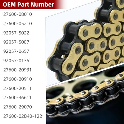 428H Drive Chain 122 Link with 6pcs Connecting Master Link Compatible with TW200 TTR125 TTR125L TTR125E TTR125LE Motorcycle ATV Dirt Bike Seamless Small Tub with Chain Breaker - size: 122 Link