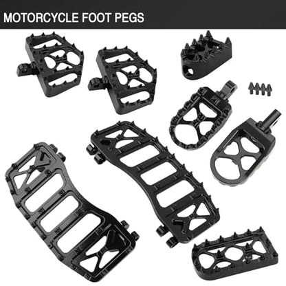 MX Wide Floorboards Foot Pegs Brake Pedal Cover Shifter Peg Kit for Harley Touring 1986-2023 Road Glide Street Glide 86-2017 Softail Fat Boy FL 2012-2016 Dyna FLD (Black) - color: Black