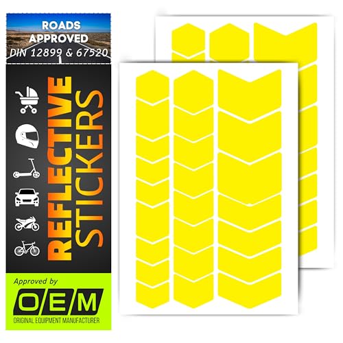 DIN 67520 & ECE 104 Reflector Sticker Made with Ora FOL 5600 self-Adhesive, Waterproof, UV-Resistant, car Trailer, Motorcycle, Bicycle, Helmet, Children's Chevron (Yellow) - color: yellow
