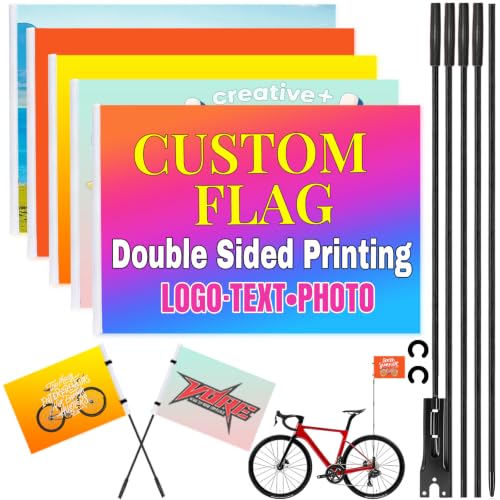 Personalized Bike Safety Flag with Pole - 6-Foot Adjustable Pole, Custom Safety Flag for Kids, Bicycles and Golf Carts (Rectangular flag - 1PC) - color: Rectangular flag - 1PC