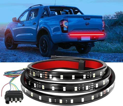 YUGUANG 60 Inch Tailgate Light Bar, Double Row LED Truck Tailgate Light Strip with Red Running Brake Lights Turn Signal White Reverse Lights - size: 60 Inch Red White