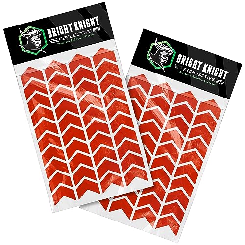 Bright Knight Decals Chevron Hard Hat Reflective Stickers, 1" Red Acyclic Adhesive Vinyl Tape with 3M Reflector, Bicycle Helmet Reflective Tape for Outdoor, Waterproof High-Visibility at Night, 2pk - color: Red, size: 2 pk