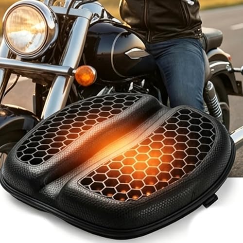 Universal Motorcycle Gel Seat Cushion, 3D Honeycomb TPE Shock Absorbing Pad, Breathable Non-Slip Ergonomic Rider Cushion, Comfortable Seat Cover for Long Distance Motorcycle Riding (Black-1pcs) - color: Black-1pcs