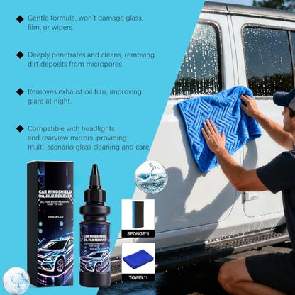 Windshield Oil Film Remover –Grease Cleaner, Cream Sponge Auto Glass, SUV RV Trailer Tractor Headlight | SUV RV Trailer Tractor Headlight