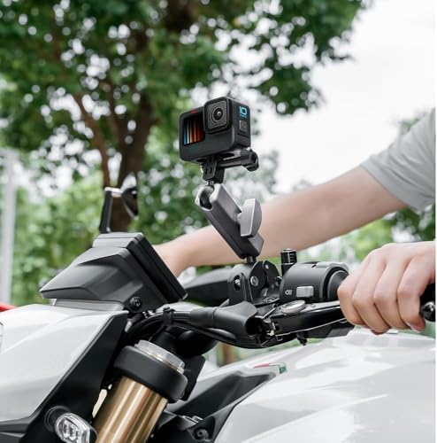 Motorcycle Mount Handlebar Clamp Holder Clip, 360 Degree Rotation Camera Clamp for Insta 360 X5 X4 X3 Ace Pro2, Bike Mount for Gopro Hero 13 12 11 10 9 8