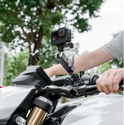 Motorcycle Mount Handlebar Clamp Holder Clip, 360 Degree Rotation Camera Clamp for Insta 360 X5 X4 X3 Ace Pro2, Bike Mount for Gopro Hero 13 12 11 10 9 8