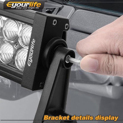 Universal Light Bar Mounting Brackets - Side Mount Base for Dual Row LED Straight & Curved Lightbars, Anti-Vibration Rubber Pad Included, Off-Road Truck UTV Roof Ditch Light Hardware (2-Pack)