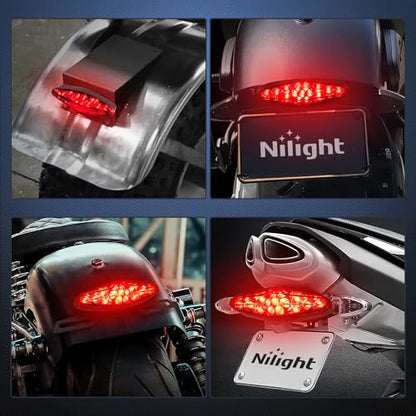 Nilight Motorcycle Tail Lights LED Brake Running Light with License Plate Bracket Dirt Bike Rear Lighting Compatible with Honda Yamaha Kawasaki Suzuki Chopper Turing Cruiser, Red - color: Motorcycle Tail Lights Smoked 2PCS
