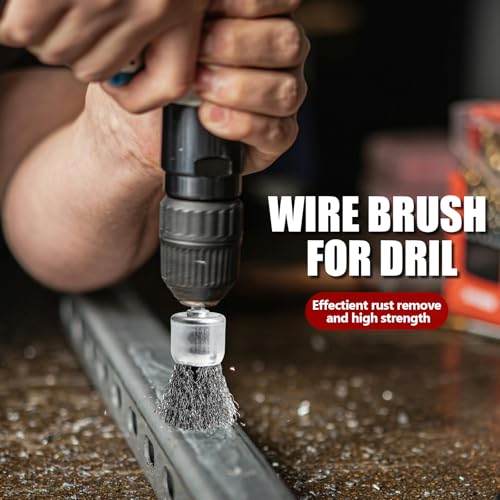 9 PCS Wire Brush Wheel for Drill, 0.8" 1" 1.2" Sizes - Crimped End Wire Brushes 1/4" Hex Shank Knotted Brush for Paint-Surface and Small Spaces