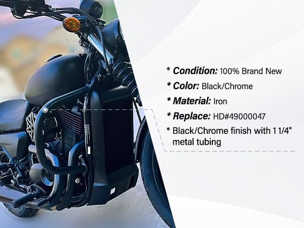 TCT-MOTORPARTS Engine Guard Highway Crash Bar Protection Fit for Harley Street 500 XG500 750 XG750 2015-2020; Street Rod XG750A 2017-2020 Black (Replace: HD#49000047) - color: Black