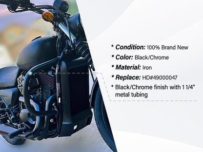 TCT-MOTORPARTS Engine Guard Highway Crash Bar Protection Fit for Harley Street 500 XG500 750 XG750 2015-2020; Street Rod XG750A 2017-2020 Black (Replace: HD#49000047) - color: Black