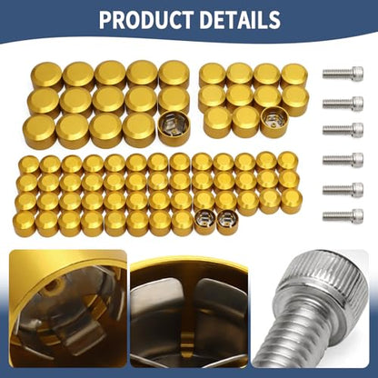 Motorcycle Bolt Covers Engine Bolt Toppers Caps Kit Fit for Harley 2007-2016 Touring Road Glide Street Glide Road King Electra Glide FLT FLH (Gold) - color: Gold