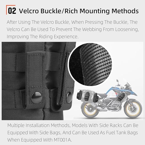 Rhinowalk Motorcycle Water Bottle Holder Bag Tactical Pouch with Drawstring Molle Insulated Bottle Bag Cool Powersports