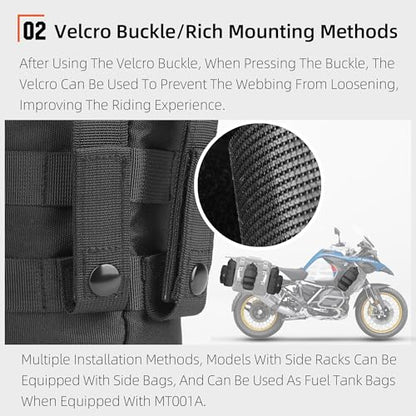 Rhinowalk Motorcycle Water Bottle Holder Bag Tactical Pouch with Drawstring Molle Insulated Bottle Bag Cool Powersports