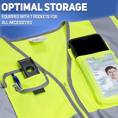 NEIKO High Visibility Safety Vest ANSI Class 2, 7 Pockets - size: XX-Large