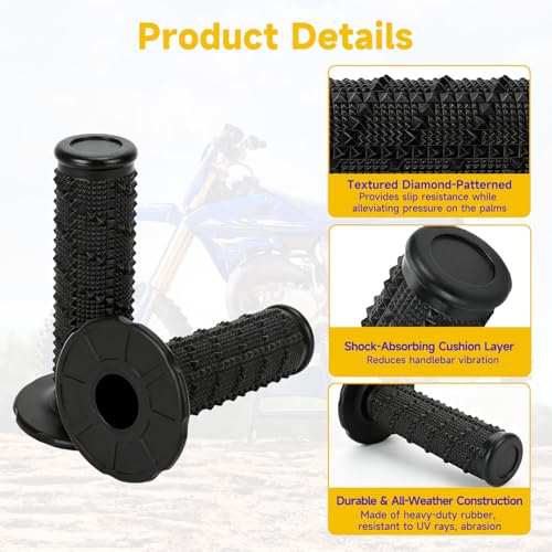 HIAORS 7/8" Handlebar Handle Grips Compatible with 50cc 70cc 125cc 150cc CRF50 XR50 CRF70 CRF125 TTR90 TTR110 TTR125 PW80 KLX250 SSR125 TaoTao Apollo Pit Dirt Bikes Motocross Motorcycles Parts Black - color: black