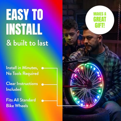 Activ Life LED Bike Wheel Lights with Batteries Included! Get 100% Brighter and Visible from All Angles for Ultimate Safety & Style (1 Tire Pack) - color: Multicolor