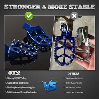 XINGWU Dirt Bike Foot Pegs for Surron Light Bee X/S E-Ride Pro SS/SR/S Talaria MX3 MX4 Segway X160/X260 CRF150F 230F 250F Electric Dirt Bike Foot Peg Rests (Blue) - color: Blue