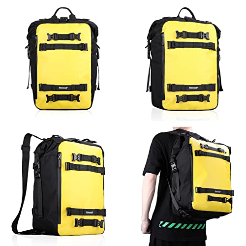 Rhinowalk Motor Saddle Bag Motorcycle Pannier Bag Waterproof Multifunctional Rear Rack Trunk Seat Bag (Yellow, 20L)