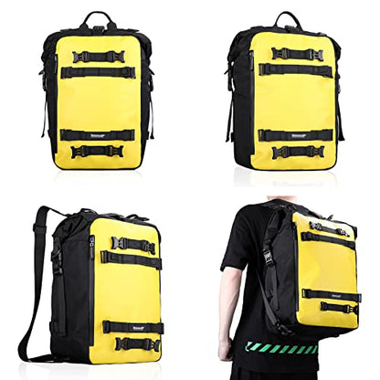 Rhinowalk Motor Saddle Bag Motorcycle Pannier Bag Waterproof Multifunctional Rear Rack Trunk Seat Bag (Yellow, 20L)