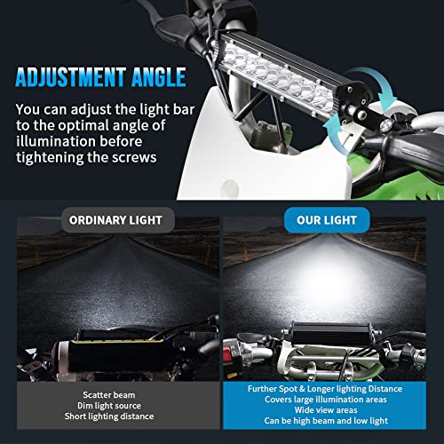 Off Road Light Bar, Universal 60W Motocross Light Bar Kit with Mounting Brackets and Switch for CRF250F CRF110 TTR110 YZF450 Fits Most Motorcycle 7/8" Handlebars - size: Light Bar Kit with Switch