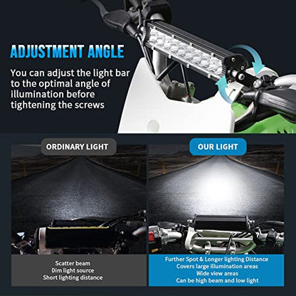 Off Road Light Bar, Universal 60W Motocross Light Bar Kit with Mounting Brackets and Switch for CRF250F CRF110 TTR110 YZF450 Fits Most Motorcycle 7/8" Handlebars - size: Light Bar Kit with Switch