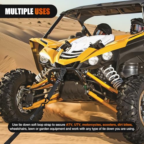 Nilight Soft Loop 1.7”×17" Motorcycle Tie Down Straps Heavy Duty 12000Lbs Max Break Strength for Securing ATV UTV Kayak Moving Cargo (8PK-Black) - color: Black