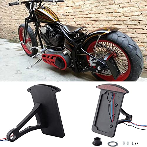 Motorcycle Bobber Custom Side Mount License Plate Frames Brake Tail Light Chrome - color: Black