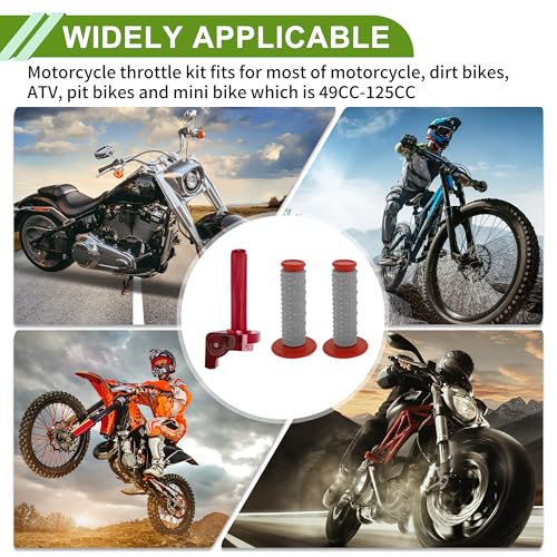 22mm Throttle Grip with 1 Pc 120cm White Throttle Cable 1 Pair of Knobbed Red Handle Sleeves Plastic Aluminum Alloy Motorcycle Throttle Grip Black Red - color: Black + Red