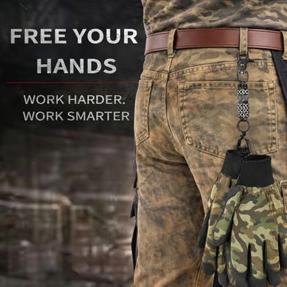 Heavy Duty Glove & Hat Clip with Carabiner, All-Metal Spring Clamp Work Glove Holder for Tool Belt, Harness, Backpack - style: Heavy Duty