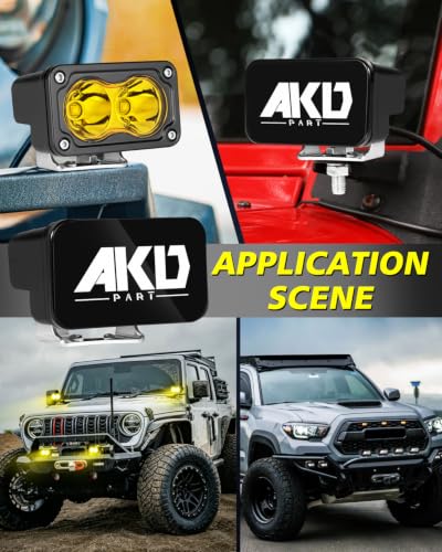 3 Inch Yellow CREE LED Pods with Wiring Harness & Black Covers | High Intensity CREE LEDs, Centrated Spot Beam, Free Wiring kit & Black Covers - color: Yellow