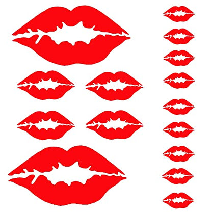 Keen Girls Night Out Red Lip Vinyl Decal Sticker，Cars Trucks Vans Walls Laptops ，Lips Kiss Mouth Vinyl Decal Sticker Car Window 15 pcs RED